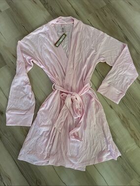 SKIMS Pale Pink Ribbed Short Robe NWT
